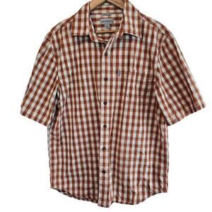 Carhartt Button Down Shirt Mens Large Relaxed Fit Orange Plaid Short Sleeve